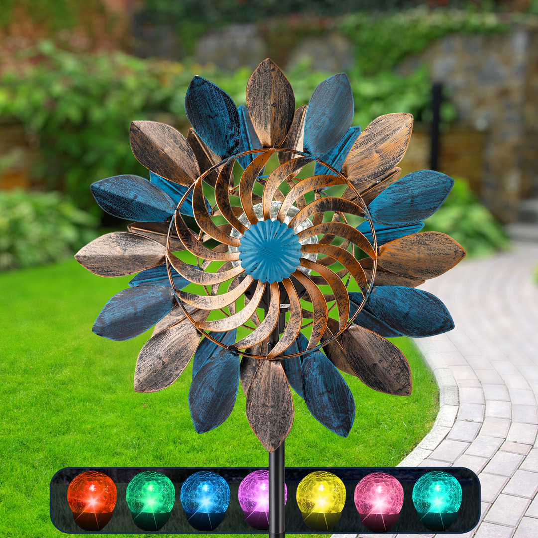 Luma Wind Spinners Garden-Wind Sculptures & Spinners Garden Solar Powered Glass Ball Lights,Father's Day Gift(75inch)